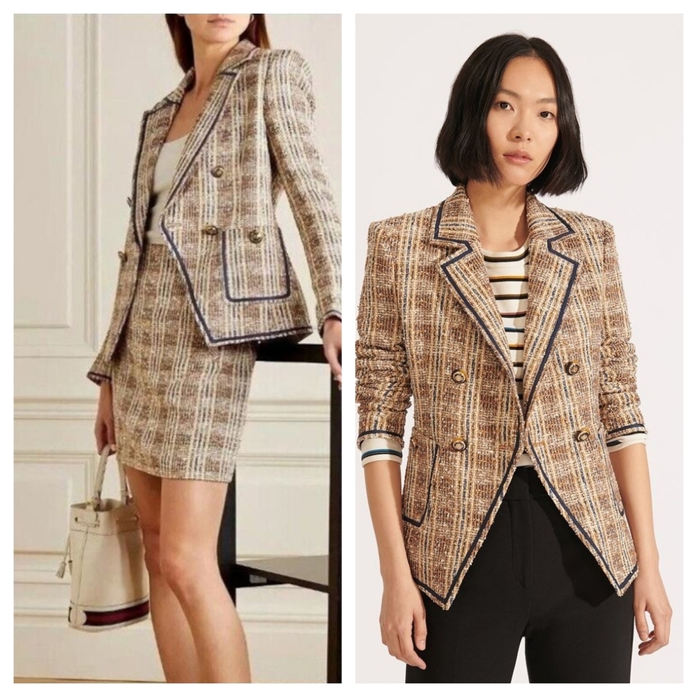 Veronica Beard 2 Theron Cotton Tweed Plaid Jacket Blazer Celebrity
